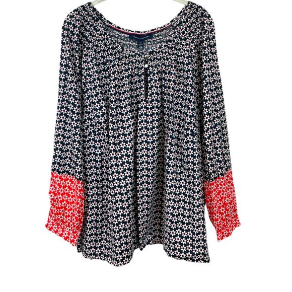 Tommy Hilfiger Cotton Smocked Floral-Print Top size 2X - Picture 4 of 11